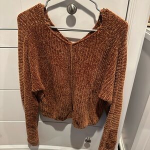 Women's Brown Velvet Sweater